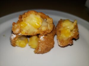 corn fritters - the inside of them