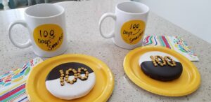 100th day of school - black and white cookie and drink
