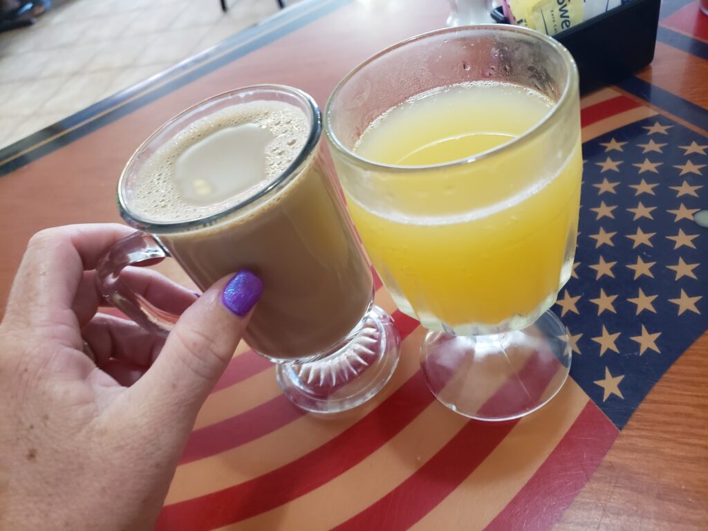coffee and mimosa on a table