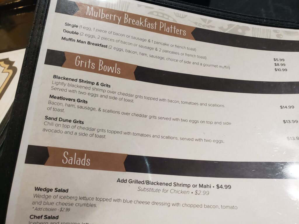 mulberry lane breakfast menu