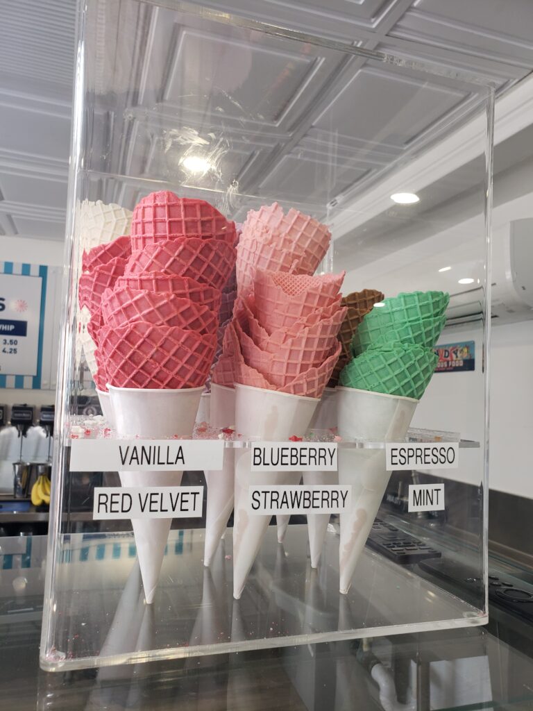 flavored ice cream cones