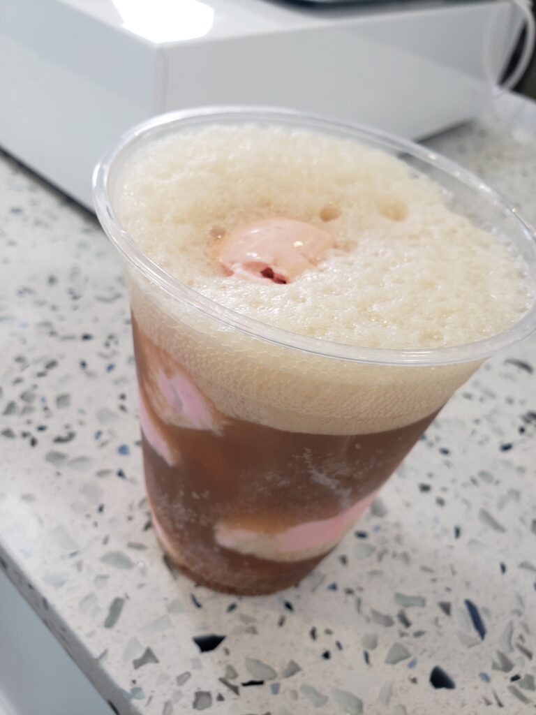strawberry root beet float
