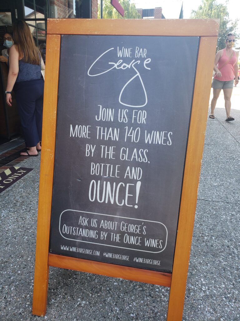 wine bar george sign