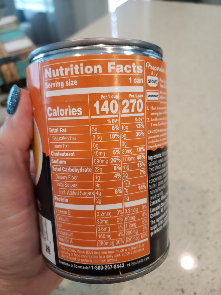 YES Soup nutrition facts