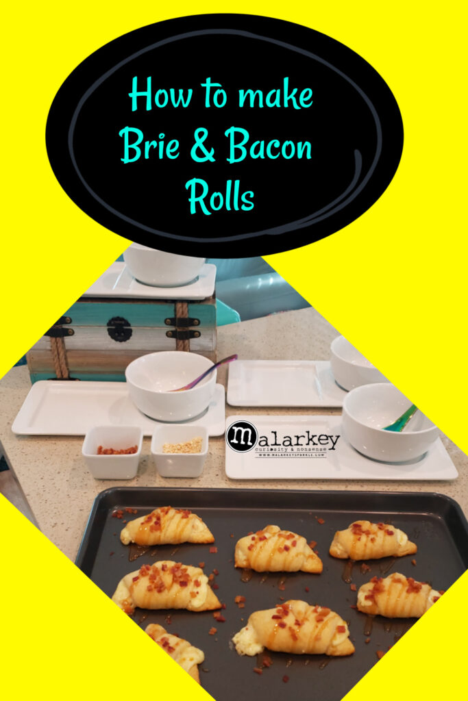 how to make brie and bacon rolls pic with rolls on a pan