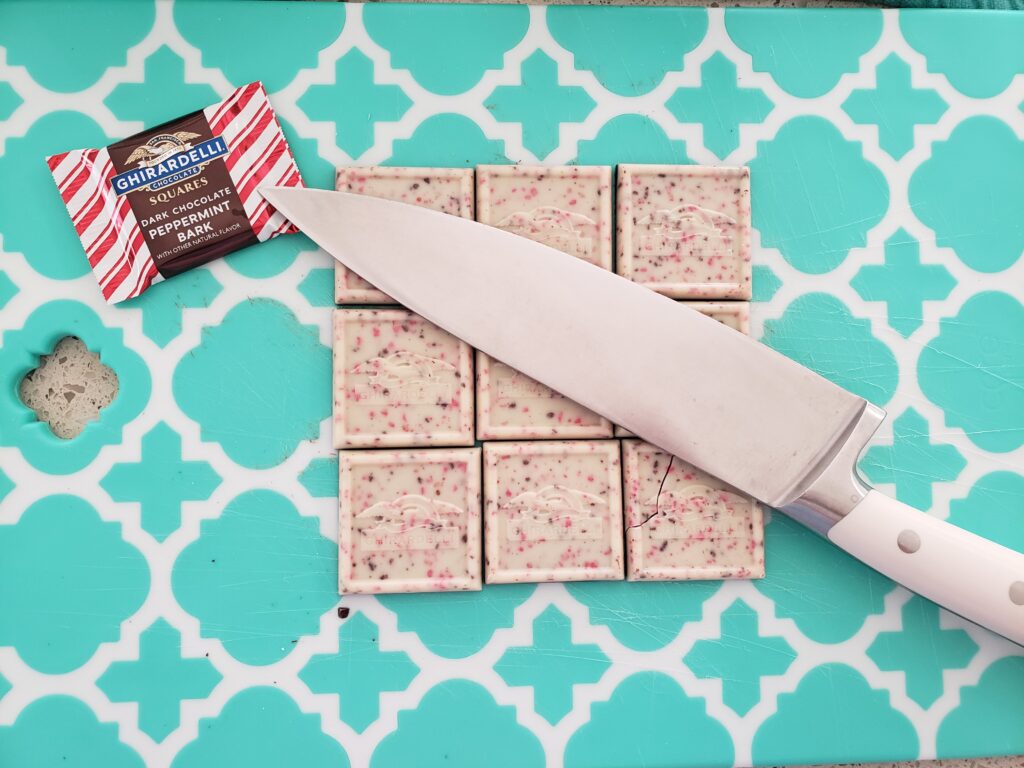 peppermint squares on the cutting board