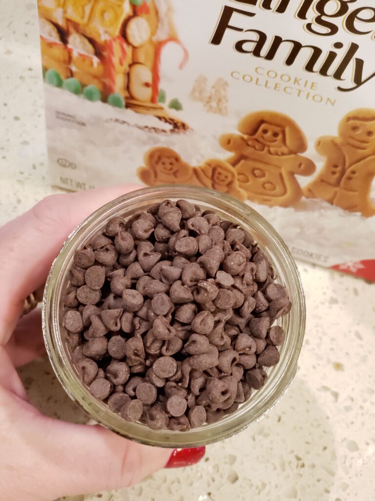 mini chocolate chips in a jar 