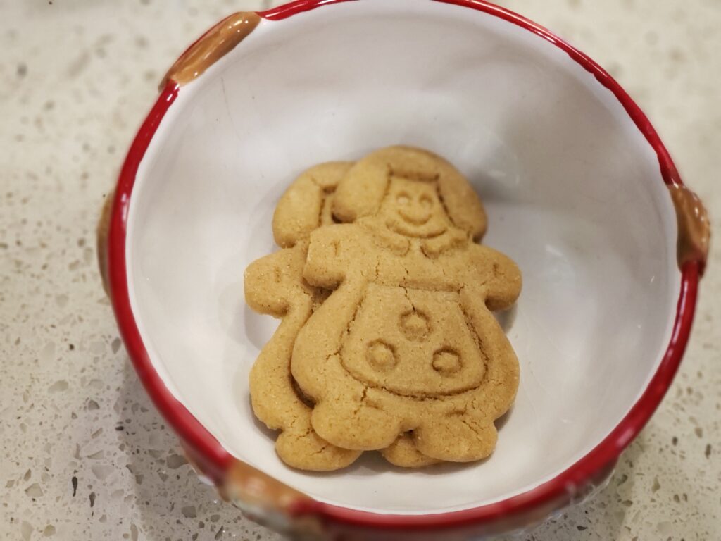 gingerbread cookies on the counter in a bowl