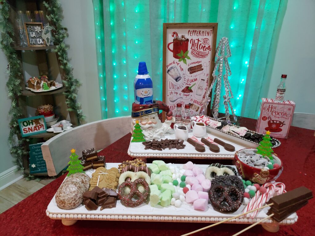 HOT COCOA CHARCUTERIE BOARD - close up of all the treats