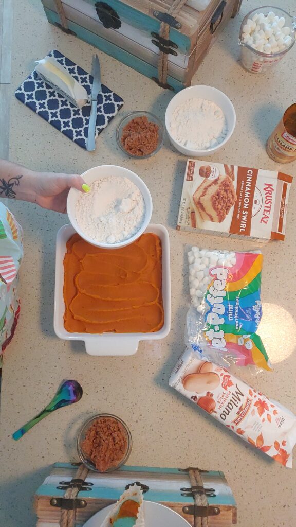 How to make a pumpkin dump cake - krusteaz
