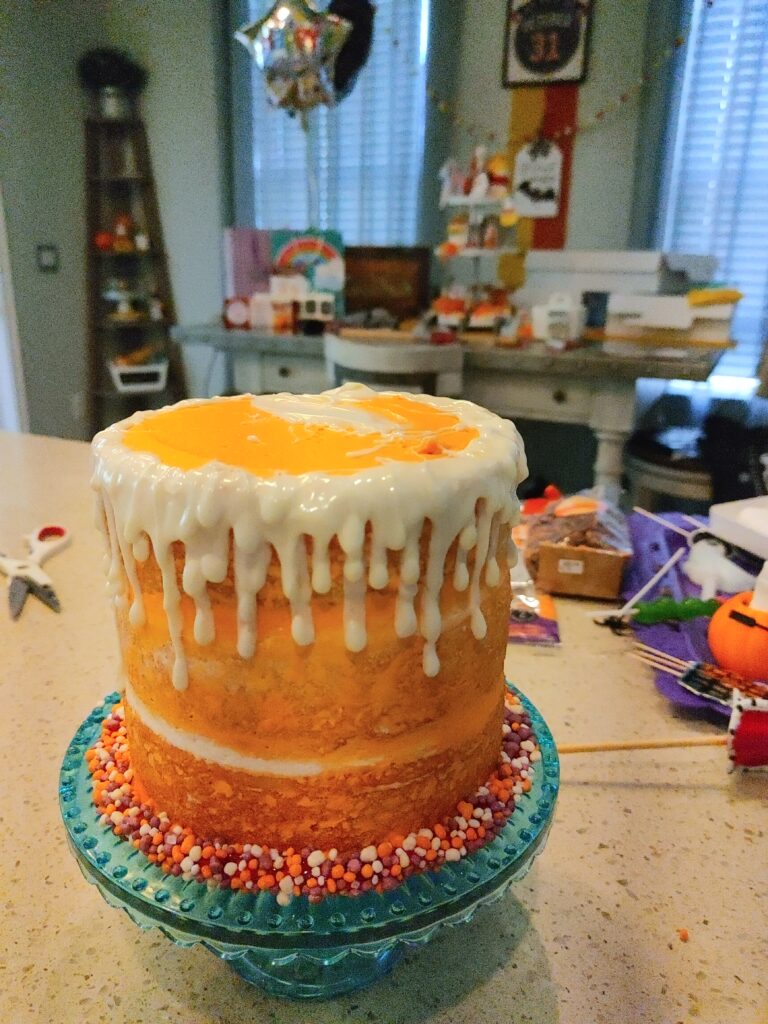 halloween cake with peepshalloween cake with peeps