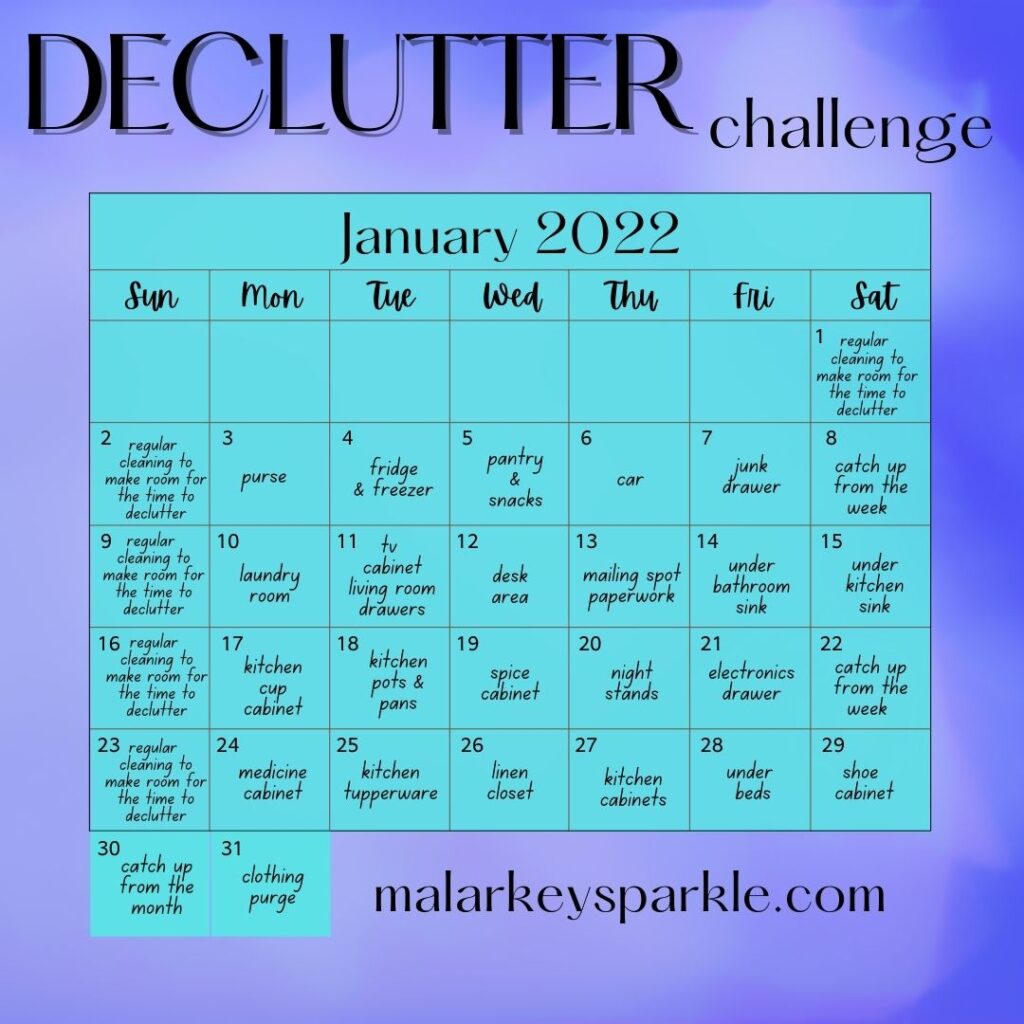 declutter challenge monthly view