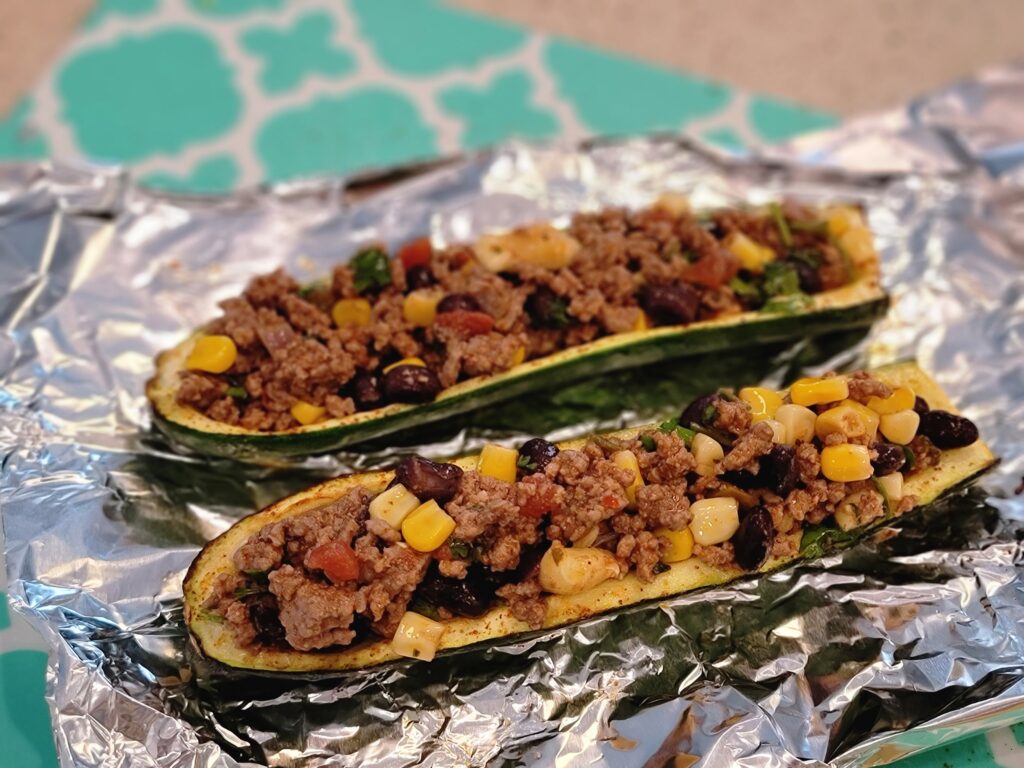 Zucchini Mexican Boats in the Air-frye