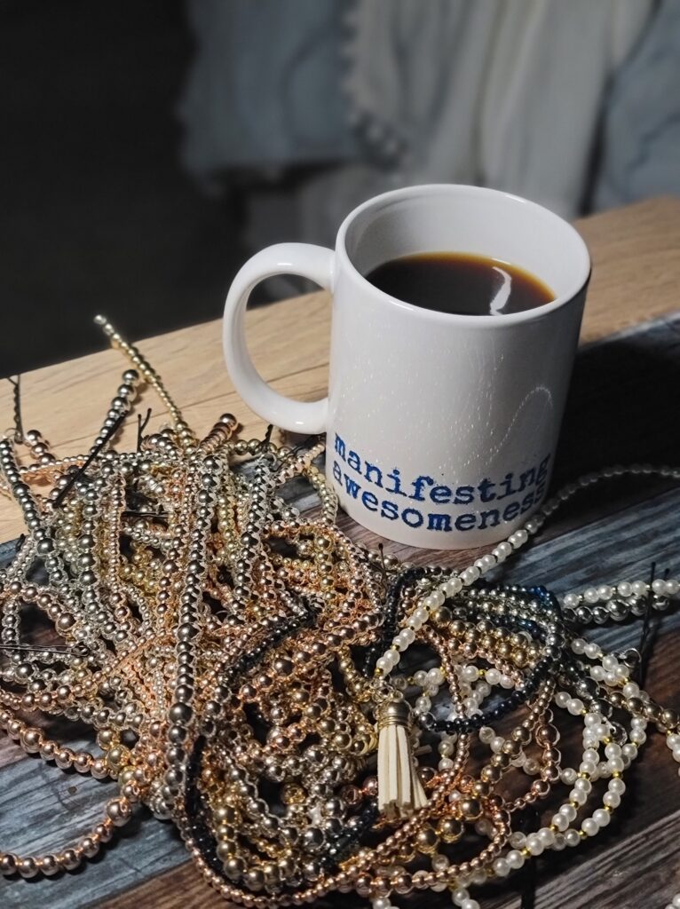manifesting coffee and hair beads