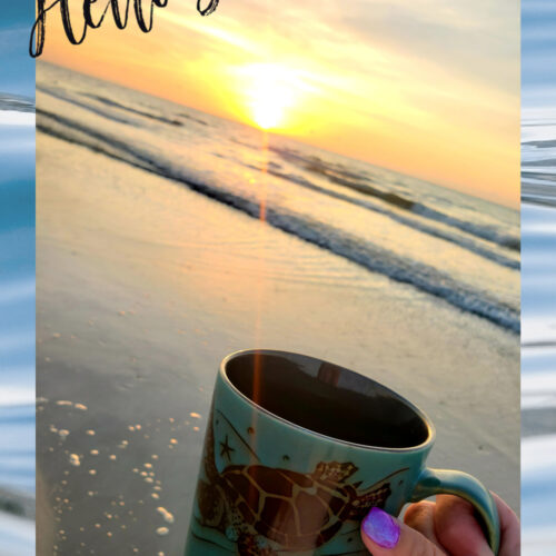 hello saturday on a picture with coffee and the ocean
