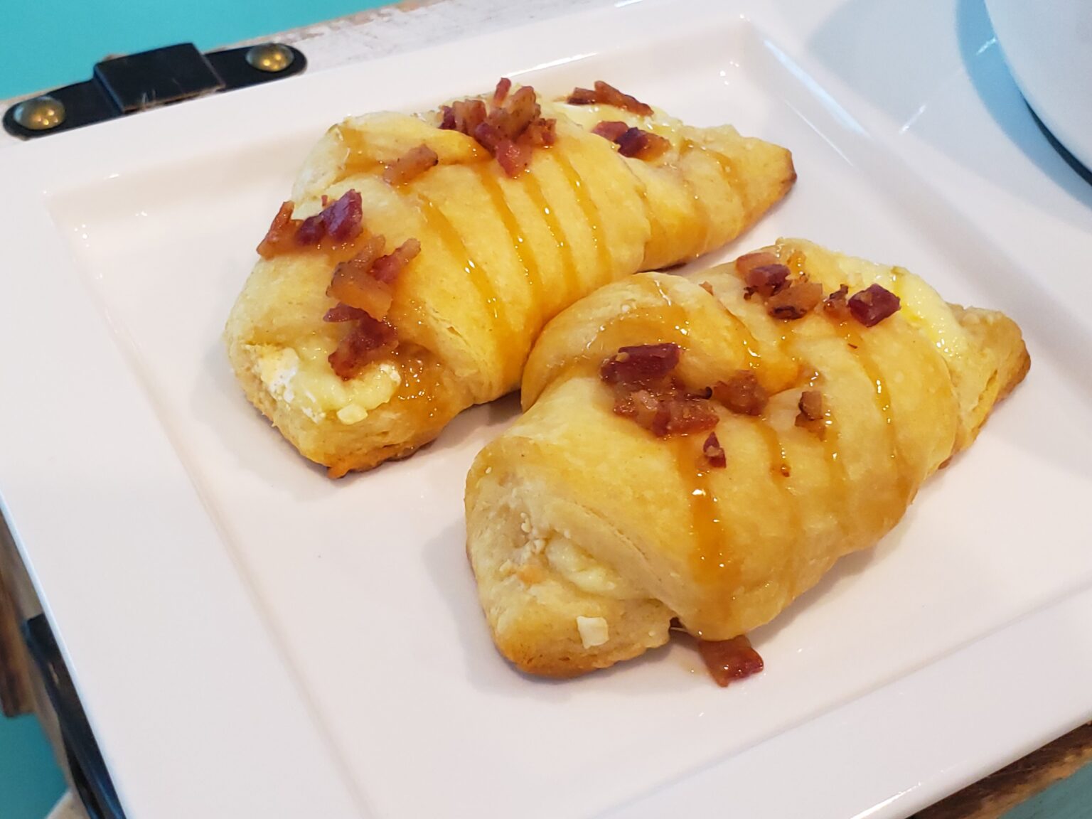 brie cressant rolls with bacon and caramel