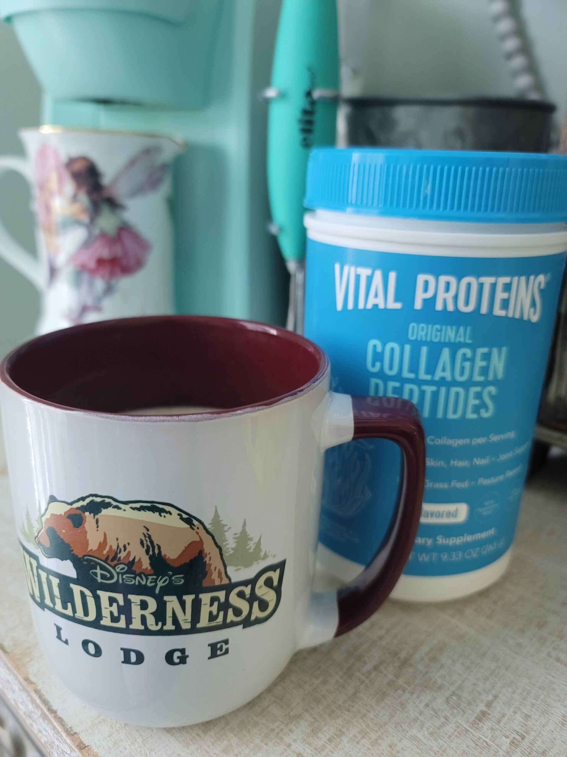 vital proteins and coffee cup