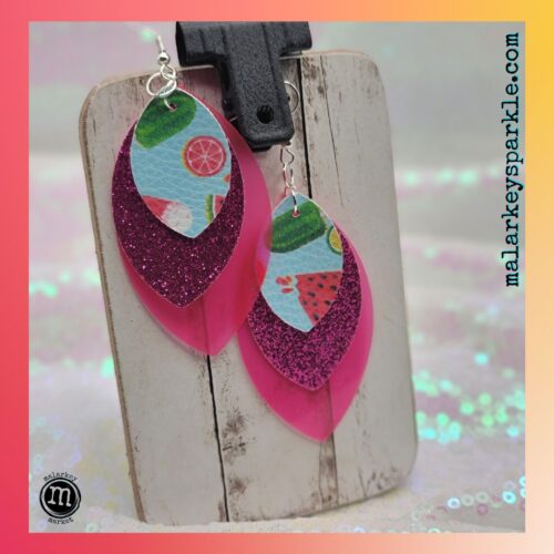 summer fruit dangle earrings - pink and pink sparkle and watermelon