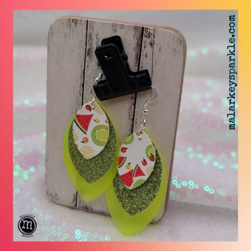 summer fruit dangle earrings - yellow and green sparkle