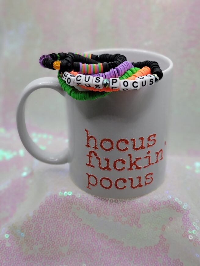 hocus fuckin' pocus distressed glitter mug