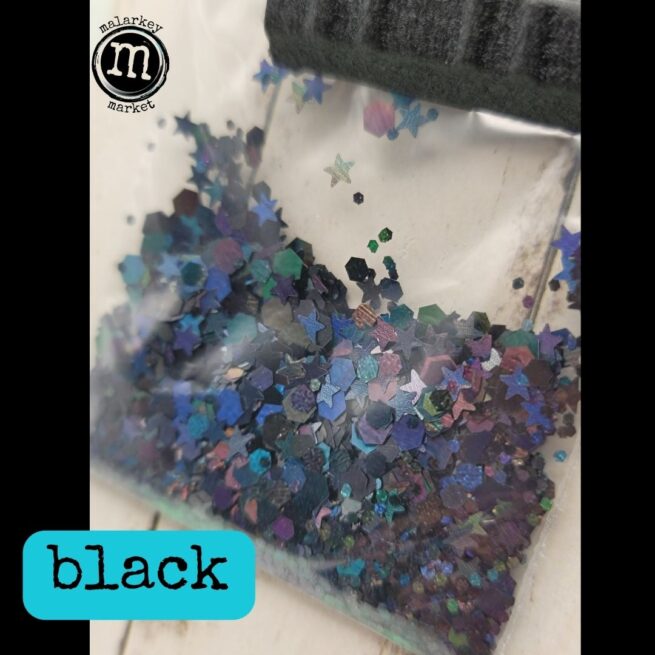 black glitter packs
