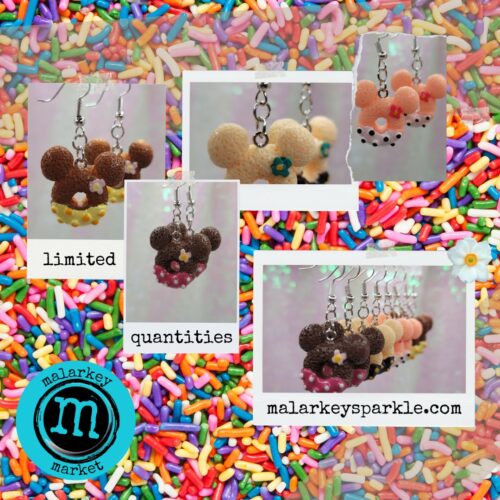 mouse donut earrings
