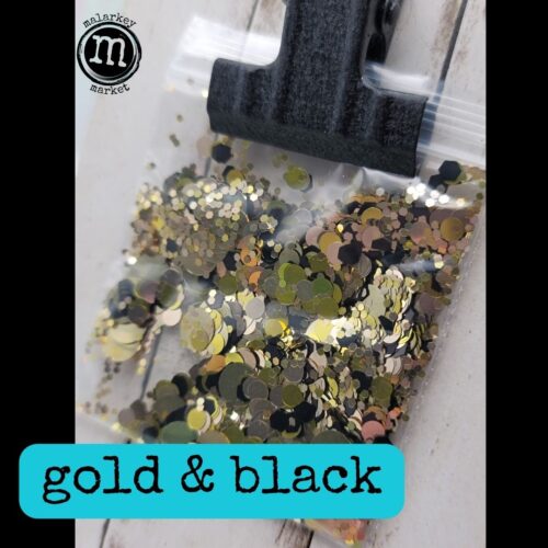 gold and black glitter packs