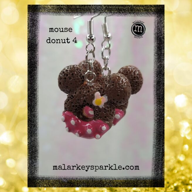 disney donut earrings - dark pink