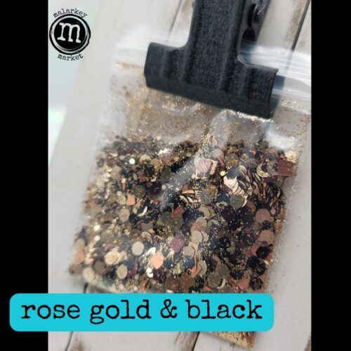 rose gold and black glitter pack