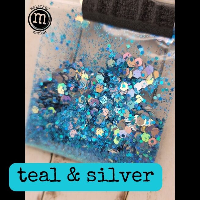 teal and silver glitter pack