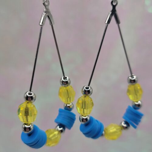 sunray yellow and blue drop earrings
