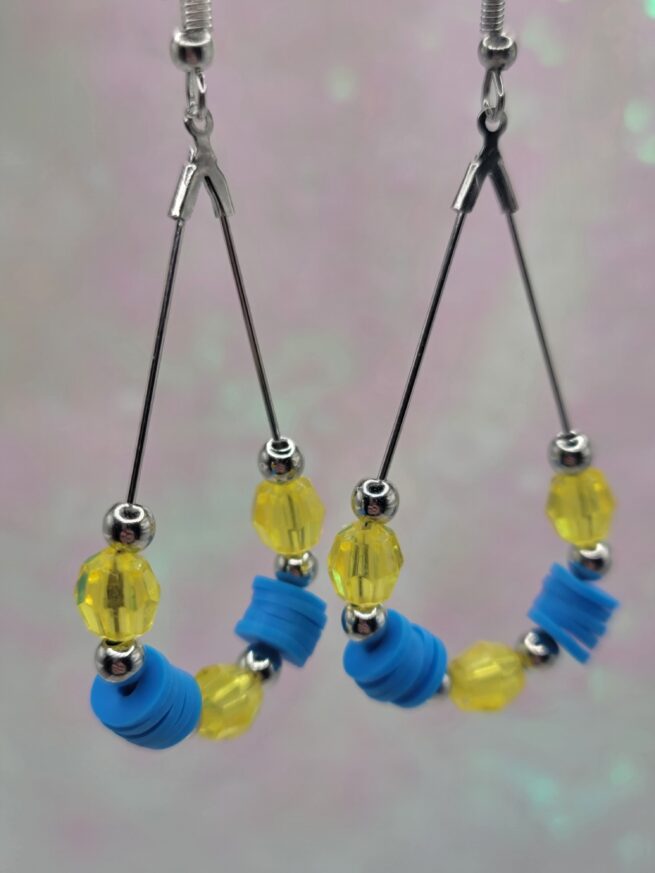 sunray yellow and blue drop earrings