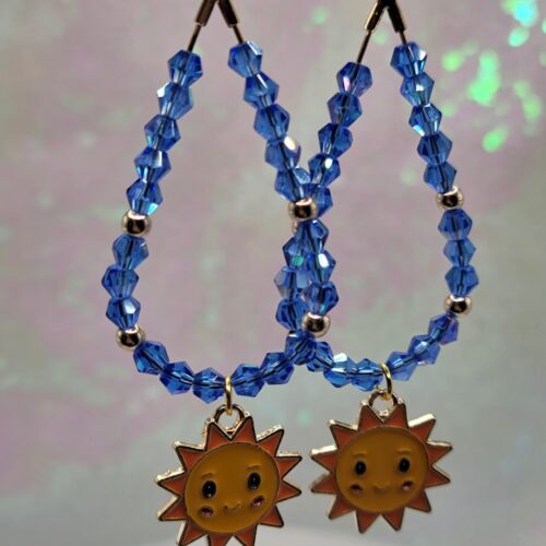 sunray blue crystal teardrop earrings