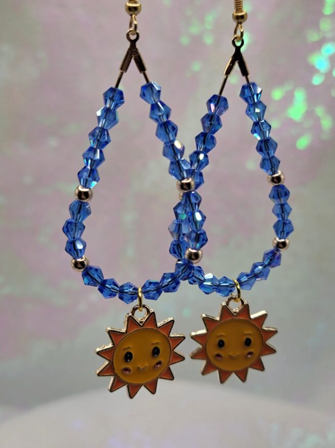 sunray blue crystal teardrop earrings