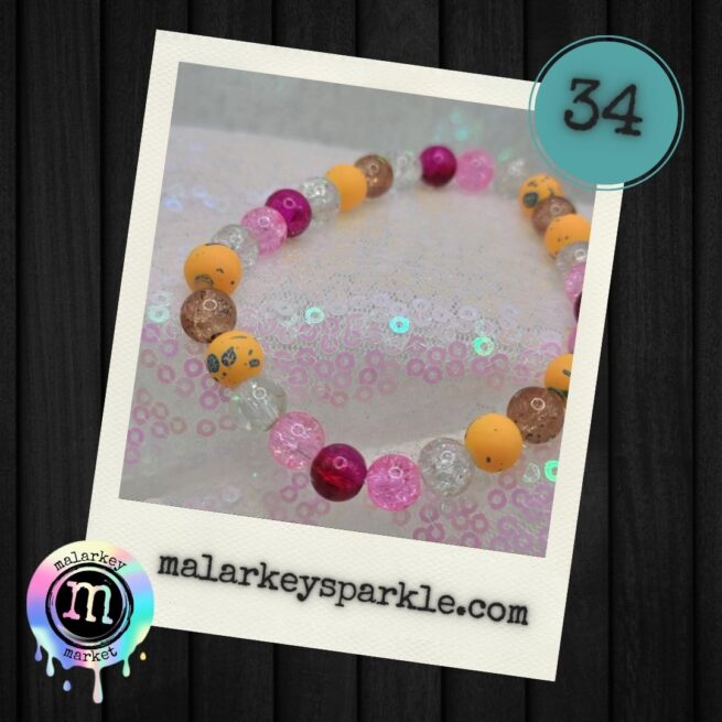 34 - yellow pink mixture - glass beads - hand made