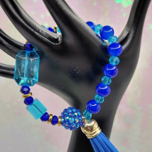 blue bracelet with tassel