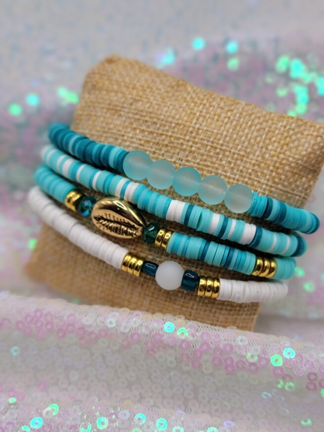 lilly inspired bracelet stacks - gold shell - 4 bracelets