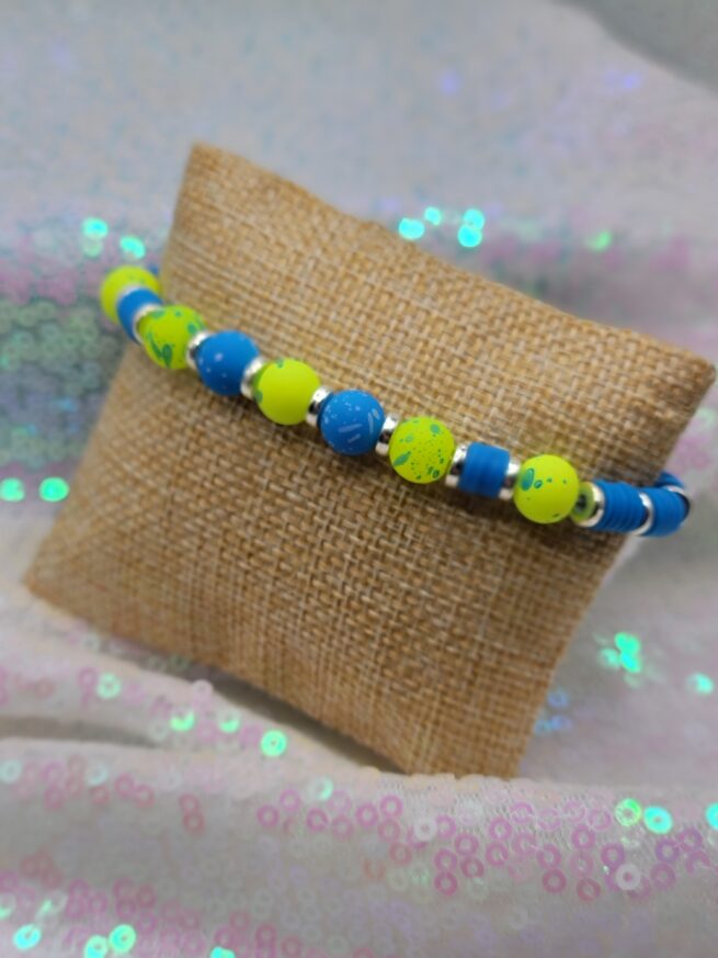 yellow and blue bracelet - silver