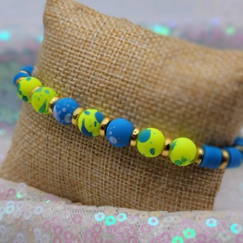 yellow and blue bracelet - gold