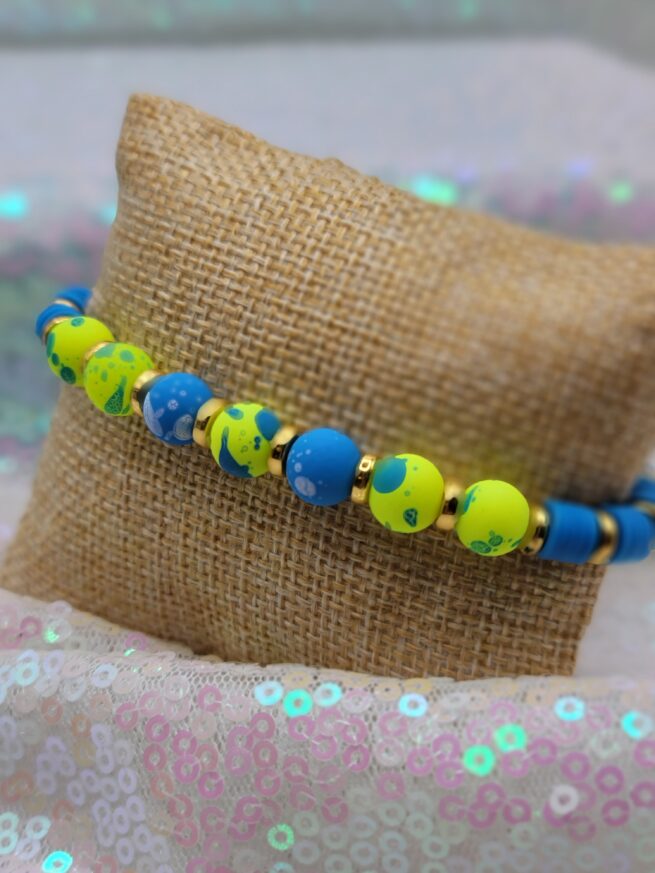 yellow and blue bracelet - gold