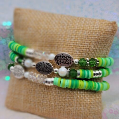 green tree - lilly inspired bracelet stack