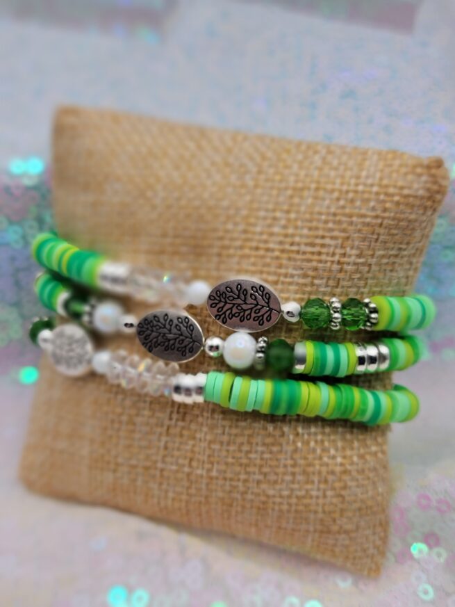green tree - lilly inspired bracelet stack