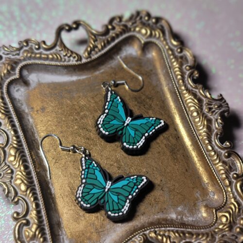 green butterfly earrings