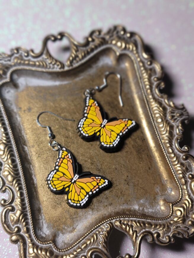 yellow butterfly earrings