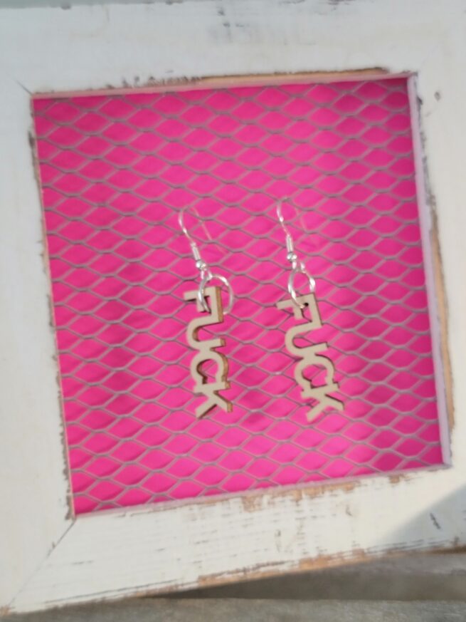 fuck earrings - made from unfinished wood