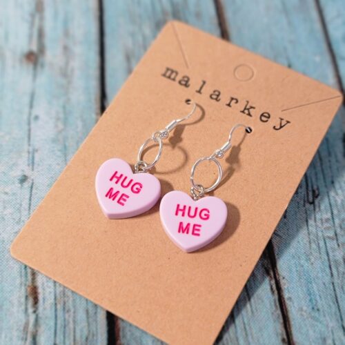 hug me conversation heart earrings - purple
