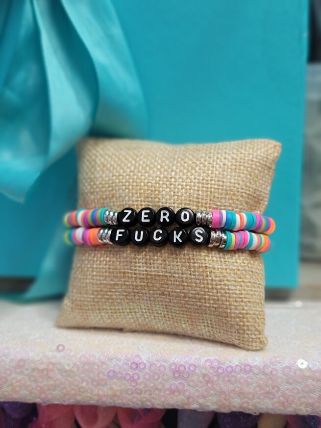 zero fucks - rainbow / black beads