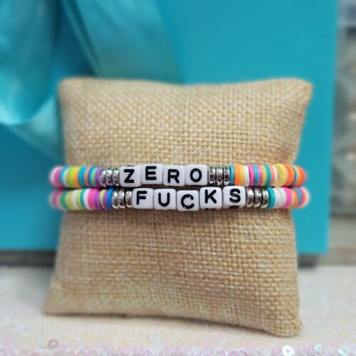 zero fucks - rainbow / white beads