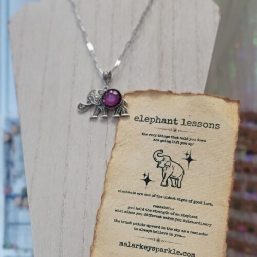 elephant lessons - necklace and card