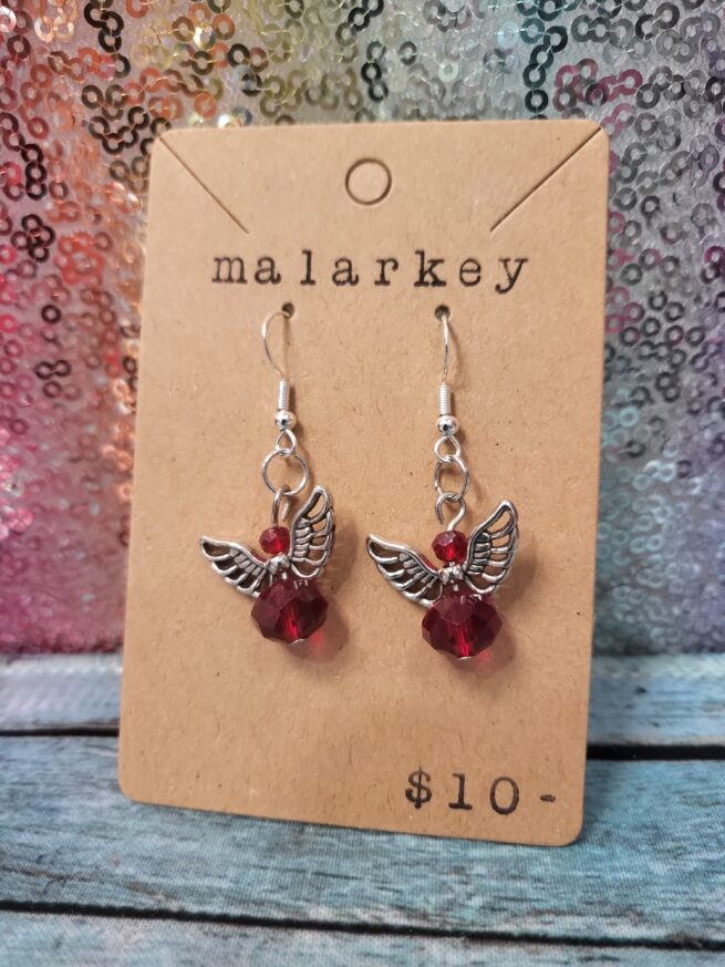 redish angel earrings